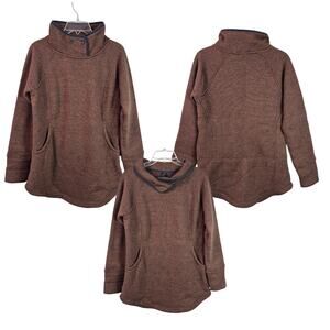 Prana Brown Black Thermal Polartec Sweater Top Tunic Mock Neck Women's Small